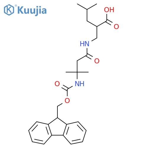 2-{3-({(9H-fluoren-9-yl)methoxycarbonyl}amino)-3-methylbutanamidomethyl}-4-methylpentanoic acid structure
