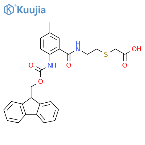 2-(2-{2-({(9H-fluoren-9-yl)methoxycarbonyl}amino)-5-methylphenylformamido}ethyl)sulfanylacetic acid structure