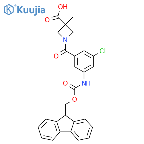 1-3-chloro-5-({(9H-fluoren-9-yl)methoxycarbonyl}amino)benzoyl-3-methylazetidine-3-carboxylic acid structure