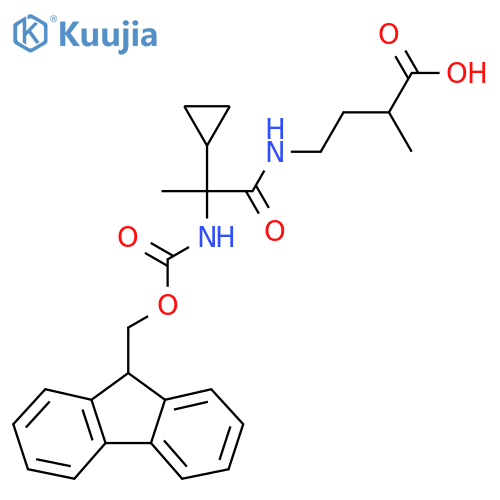 4-2-cyclopropyl-2-({(9H-fluoren-9-yl)methoxycarbonyl}amino)propanamido-2-methylbutanoic acid structure