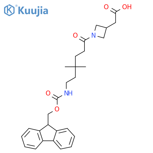 2-{1-6-({(9H-fluoren-9-yl)methoxycarbonyl}amino)-4,4-dimethylhexanoylazetidin-3-yl}acetic acid structure