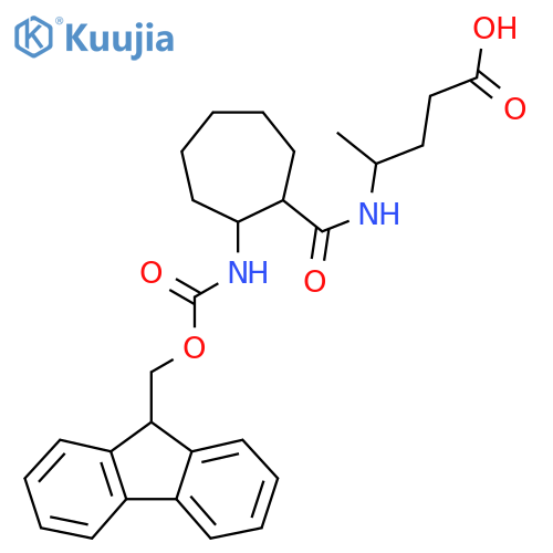 4-{2-({(9H-fluoren-9-yl)methoxycarbonyl}amino)cycloheptylformamido}pentanoic acid structure