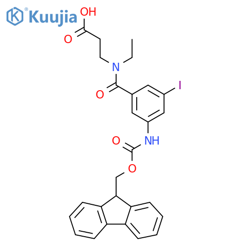 3-{N-ethyl-1-3-({(9H-fluoren-9-yl)methoxycarbonyl}amino)-5-iodophenylformamido}propanoic acid structure