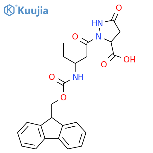 2-3-({(9H-fluoren-9-yl)methoxycarbonyl}amino)pentanoyl-5-oxopyrazolidine-3-carboxylic acid structure