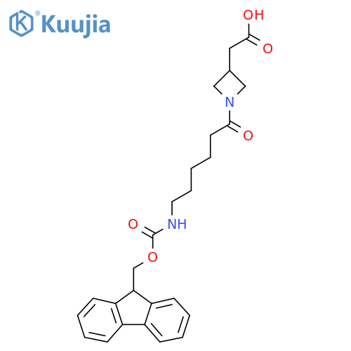 2-{1-6-({(9H-fluoren-9-yl)methoxycarbonyl}amino)hexanoylazetidin-3-yl}acetic acid structure