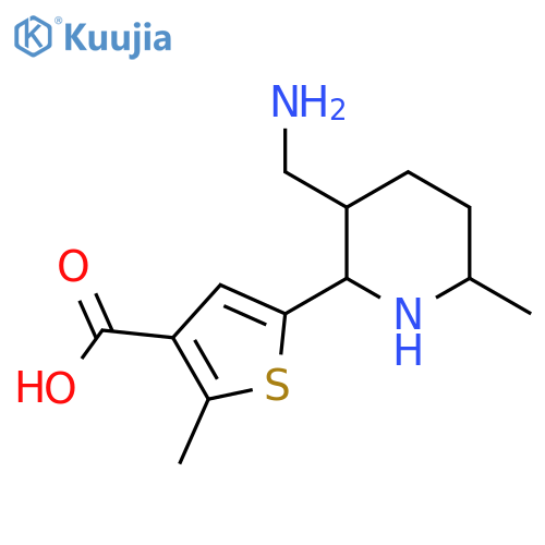 5-3-(aminomethyl)-6-methylpiperidin-2-yl-2-methylthiophene-3-carboxylic acid structure