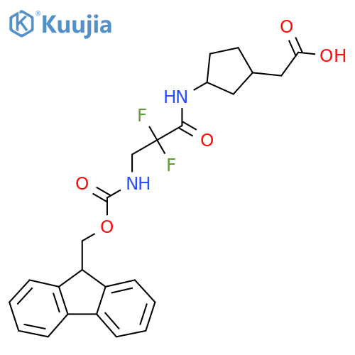 2-{3-3-({(9H-fluoren-9-yl)methoxycarbonyl}amino)-2,2-difluoropropanamidocyclopentyl}acetic acid structure