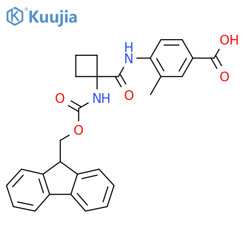 4-1-({(9H-fluoren-9-yl)methoxycarbonyl}amino)cyclobutaneamido-3-methylbenzoic acid structure