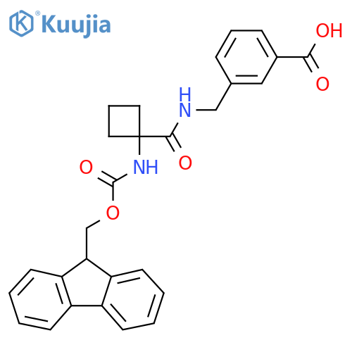 3-({1-({(9H-fluoren-9-yl)methoxycarbonyl}amino)cyclobutylformamido}methyl)benzoic acid structure