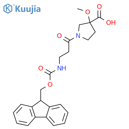 1-3-({(9H-fluoren-9-yl)methoxycarbonyl}amino)propanoyl-3-methoxypyrrolidine-3-carboxylic acid structure