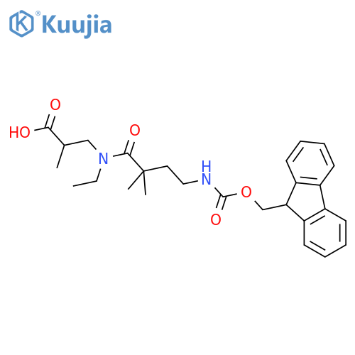 3-N-ethyl-4-({(9H-fluoren-9-yl)methoxycarbonyl}amino)-2,2-dimethylbutanamido-2-methylpropanoic acid structure
