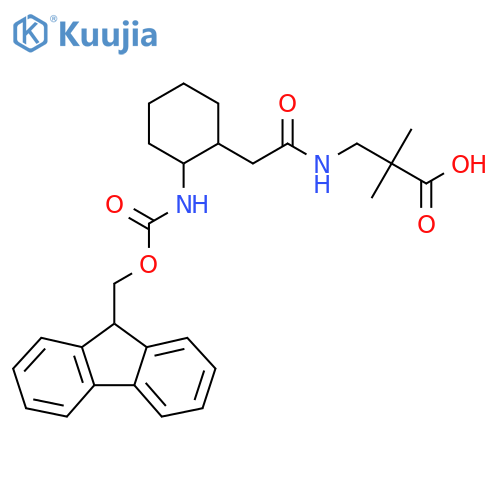 3-{2-2-({(9H-fluoren-9-yl)methoxycarbonyl}amino)cyclohexylacetamido}-2,2-dimethylpropanoic acid structure