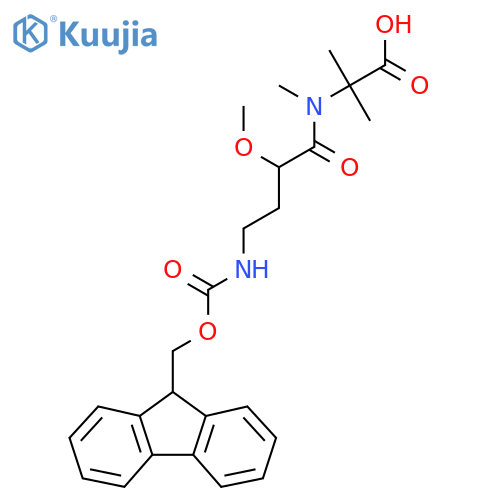 2-4-({(9H-fluoren-9-yl)methoxycarbonyl}amino)-2-methoxy-N-methylbutanamido-2-methylpropanoic acid structure