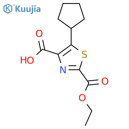5-cyclopentyl-2-(ethoxycarbonyl)-1,3-thiazole-4-carboxylic acid structure
