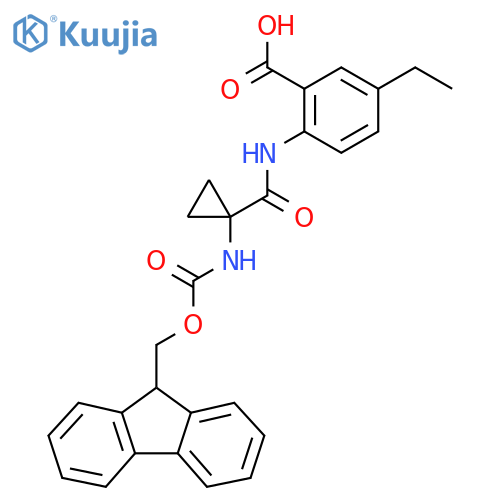 5-ethyl-2-1-({(9H-fluoren-9-yl)methoxycarbonyl}amino)cyclopropaneamidobenzoic acid structure