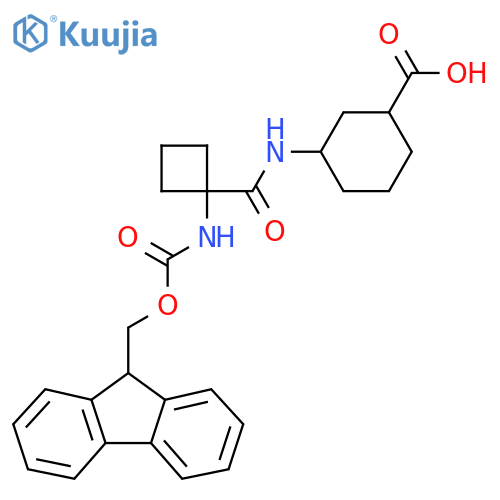 3-1-({(9H-fluoren-9-yl)methoxycarbonyl}amino)cyclobutaneamidocyclohexane-1-carboxylic acid structure