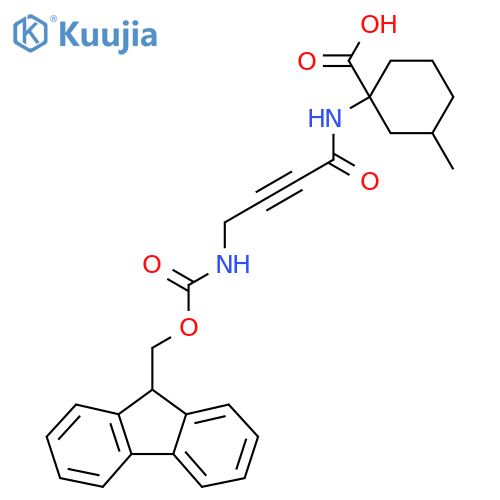 1-4-({(9H-fluoren-9-yl)methoxycarbonyl}amino)but-2-ynamido-3-methylcyclohexane-1-carboxylic acid structure