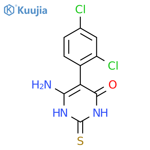 6-amino-5-(2,4-dichlorophenyl)-2-sulfanyl-3,4-dihydropyrimidin-4-one structure