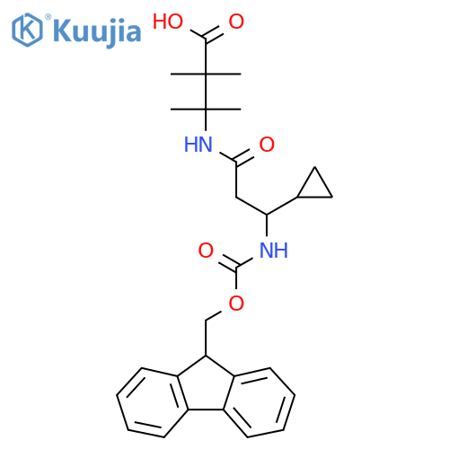 3-3-cyclopropyl-3-({(9H-fluoren-9-yl)methoxycarbonyl}amino)propanamido-2,2,3-trimethylbutanoic acid structure