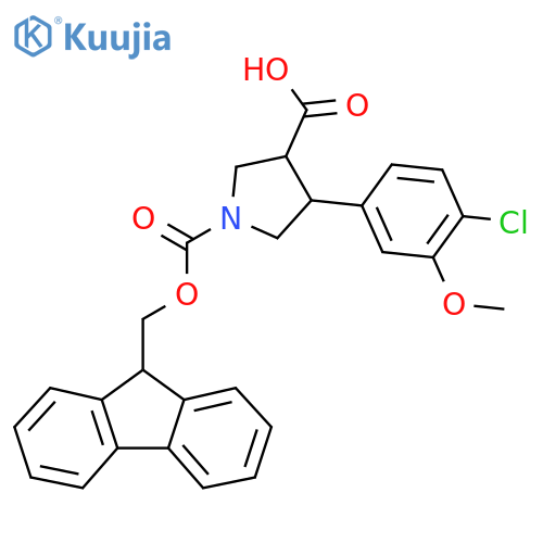 4-(4-chloro-3-methoxyphenyl)-1-{(9H-fluoren-9-yl)methoxycarbonyl}pyrrolidine-3-carboxylic acid structure