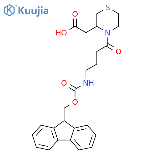 2-{4-4-({(9H-fluoren-9-yl)methoxycarbonyl}amino)butanoylthiomorpholin-3-yl}acetic acid structure