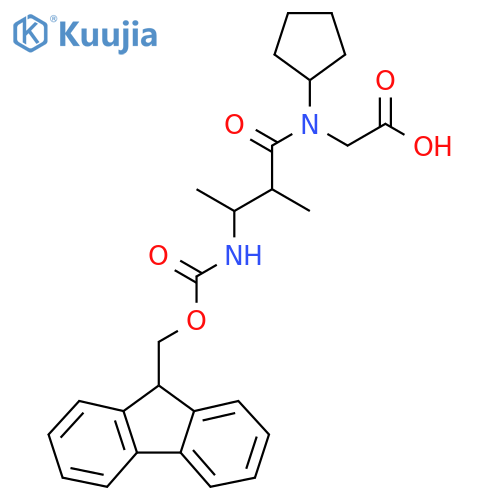 2-N-cyclopentyl-3-({(9H-fluoren-9-yl)methoxycarbonyl}amino)-2-methylbutanamidoacetic acid structure