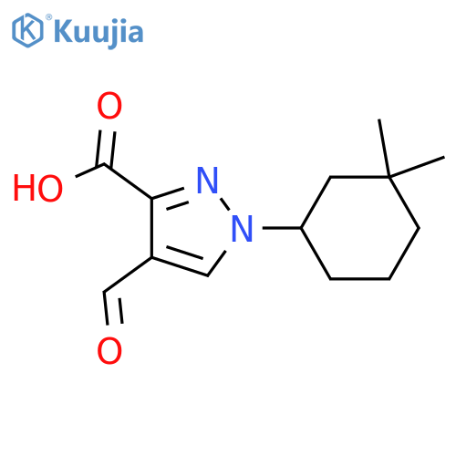 1-(3,3-dimethylcyclohexyl)-4-formyl-1H-pyrazole-3-carboxylic acid structure
