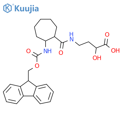 4-{2-({(9H-fluoren-9-yl)methoxycarbonyl}amino)cycloheptylformamido}-2-hydroxybutanoic acid structure
