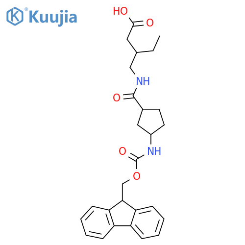 3-({3-({(9H-fluoren-9-yl)methoxycarbonyl}amino)cyclopentylformamido}methyl)pentanoic acid structure