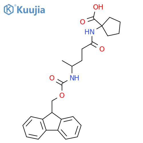 1-4-({(9H-fluoren-9-yl)methoxycarbonyl}amino)pentanamidocyclopentane-1-carboxylic acid structure