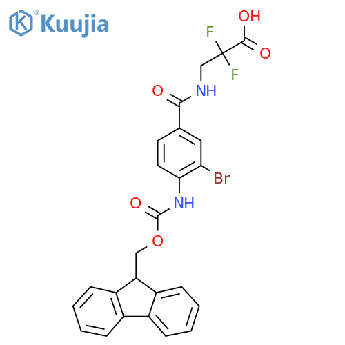 3-{3-bromo-4-({(9H-fluoren-9-yl)methoxycarbonyl}amino)phenylformamido}-2,2-difluoropropanoic acid structure