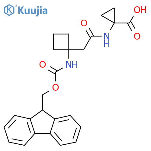 1-{2-1-({(9H-fluoren-9-yl)methoxycarbonyl}amino)cyclobutylacetamido}cyclopropane-1-carboxylic acid structure