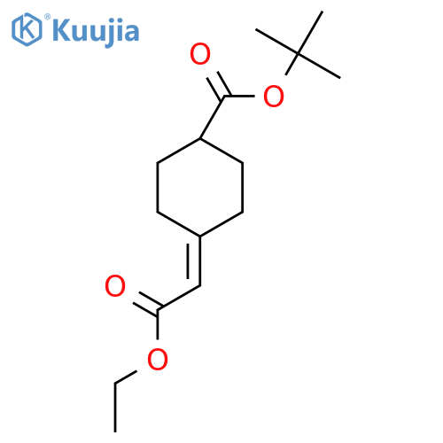 tert-butyl 4-(2-ethoxy-2-oxoethylidene)cyclohexane-1-carboxylate structure