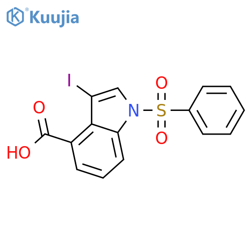 1-(benzenesulfonyl)-3-iodo-1H-indole-4-carboxylic acid structure