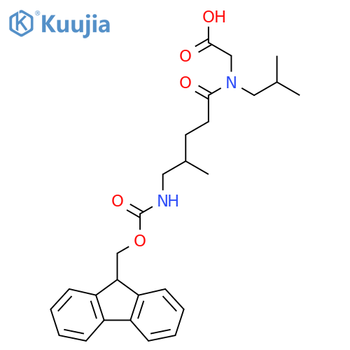 2-5-({(9H-fluoren-9-yl)methoxycarbonyl}amino)-4-methyl-N-(2-methylpropyl)pentanamidoacetic acid structure