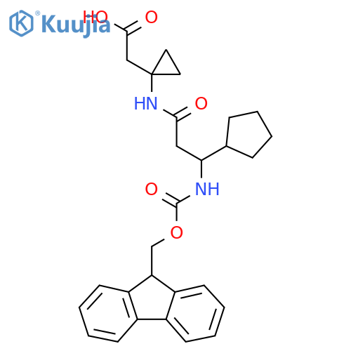 2-{1-3-cyclopentyl-3-({(9H-fluoren-9-yl)methoxycarbonyl}amino)propanamidocyclopropyl}acetic acid structure