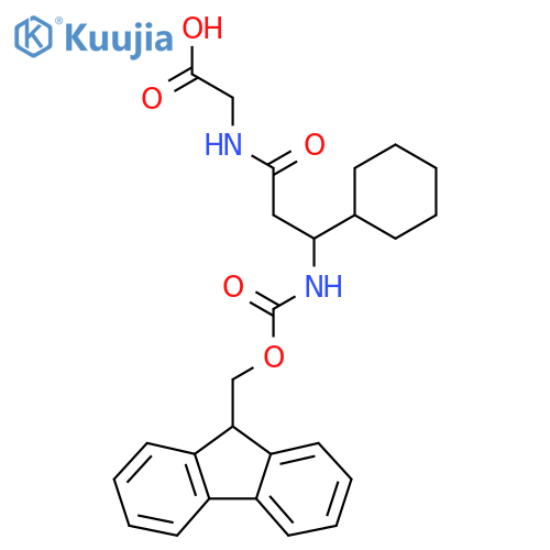 2-3-cyclohexyl-3-({(9H-fluoren-9-yl)methoxycarbonyl}amino)propanamidoacetic acid structure
