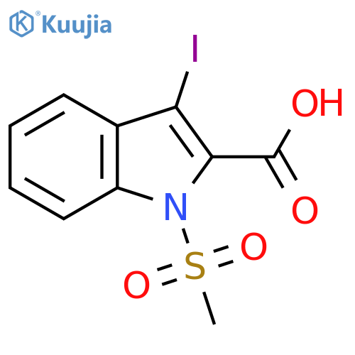 3-iodo-1-methanesulfonyl-1H-indole-2-carboxylic acid structure