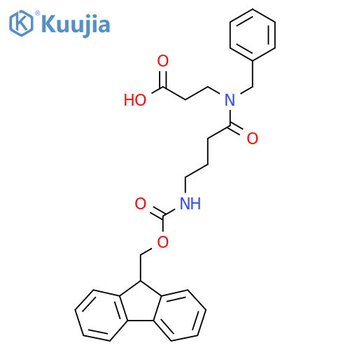 3-N-benzyl-4-({(9H-fluoren-9-yl)methoxycarbonyl}amino)butanamidopropanoic acid structure