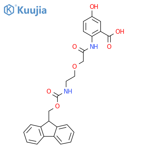 2-{2-2-({(9H-fluoren-9-yl)methoxycarbonyl}amino)ethoxyacetamido}-5-hydroxybenzoic acid structure