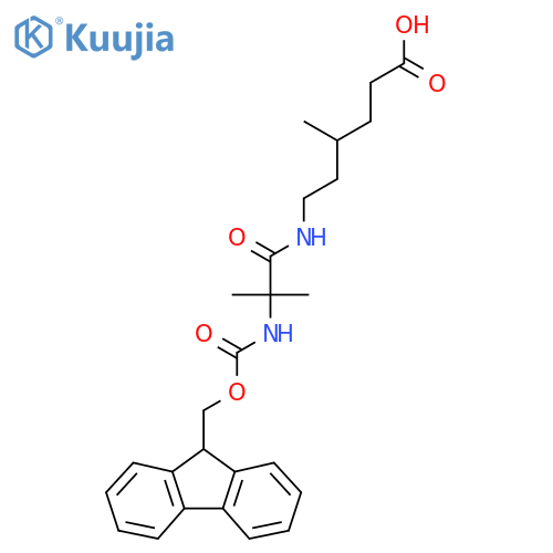 6-2-({(9H-fluoren-9-yl)methoxycarbonyl}amino)-2-methylpropanamido-4-methylhexanoic acid structure