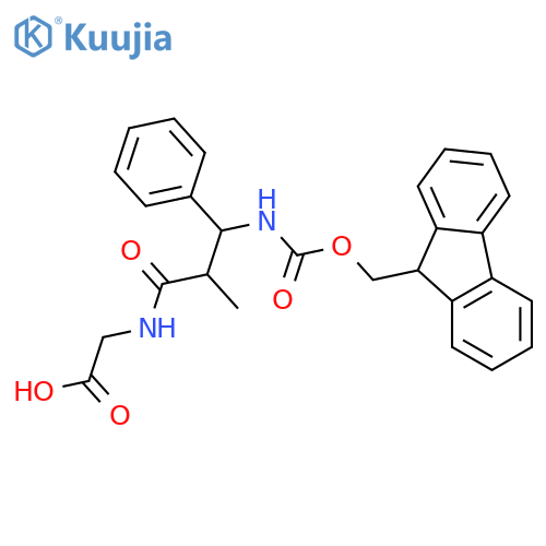 2-3-({(9H-fluoren-9-yl)methoxycarbonyl}amino)-2-methyl-3-phenylpropanamidoacetic acid structure
