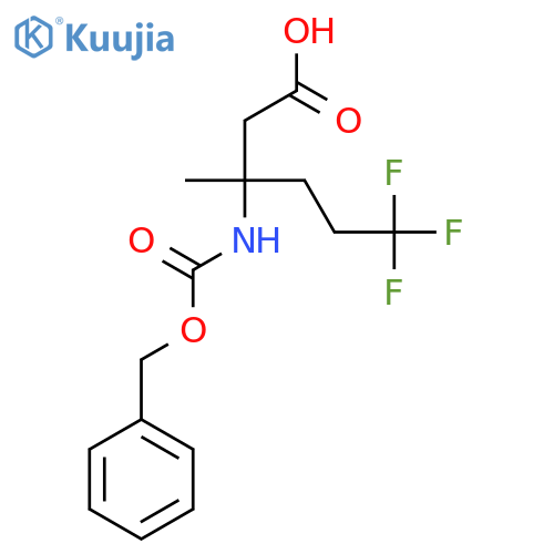3-{(benzyloxy)carbonylamino}-6,6,6-trifluoro-3-methylhexanoic acid structure