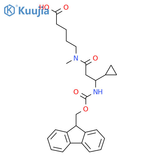 5-3-cyclopropyl-3-({(9H-fluoren-9-yl)methoxycarbonyl}amino)-N-methylpropanamidopentanoic acid structure