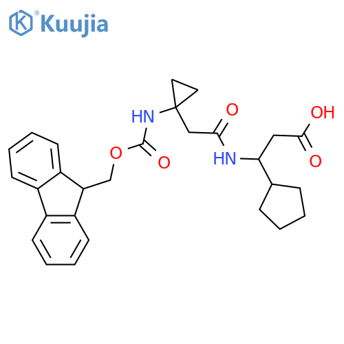 3-cyclopentyl-3-{2-1-({(9H-fluoren-9-yl)methoxycarbonyl}amino)cyclopropylacetamido}propanoic acid structure