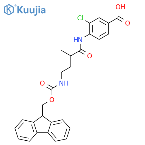 3-chloro-4-4-({(9H-fluoren-9-yl)methoxycarbonyl}amino)-2-methylbutanamidobenzoic acid structure