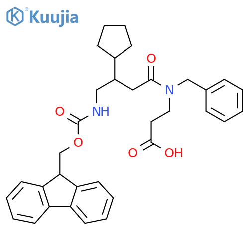 3-N-benzyl-3-cyclopentyl-4-({(9H-fluoren-9-yl)methoxycarbonyl}amino)butanamidopropanoic acid structure