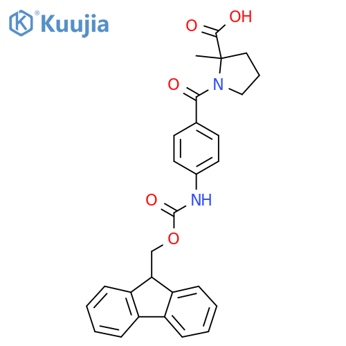 1-4-({(9H-fluoren-9-yl)methoxycarbonyl}amino)benzoyl-2-methylpyrrolidine-2-carboxylic acid structure