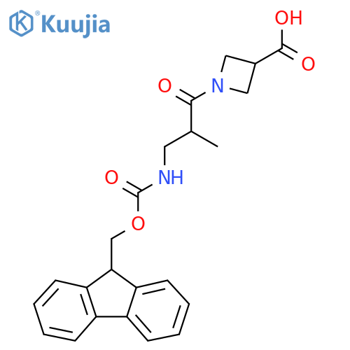 1-3-({(9H-fluoren-9-yl)methoxycarbonyl}amino)-2-methylpropanoylazetidine-3-carboxylic acid structure