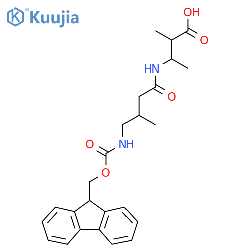 3-4-({(9H-fluoren-9-yl)methoxycarbonyl}amino)-3-methylbutanamido-2-methylbutanoic acid structure